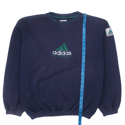 Adidas Men Blue Embroidered 90s Equipment Sweatshirt Size L