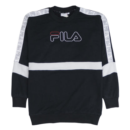 FILA Mens Black Small Crew Neck Logo Pullover Sweatshirt