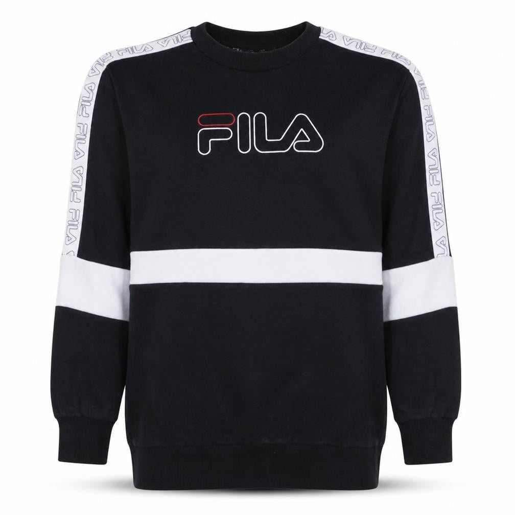 Fila Mens Black Small Crew Neck Logo Pullover Sweatshirt