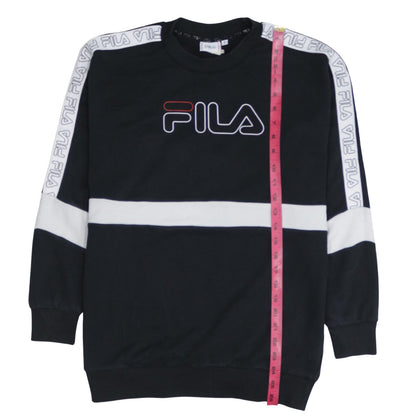 FILA Mens Black Small Crew Neck Logo Pullover Sweatshirt
