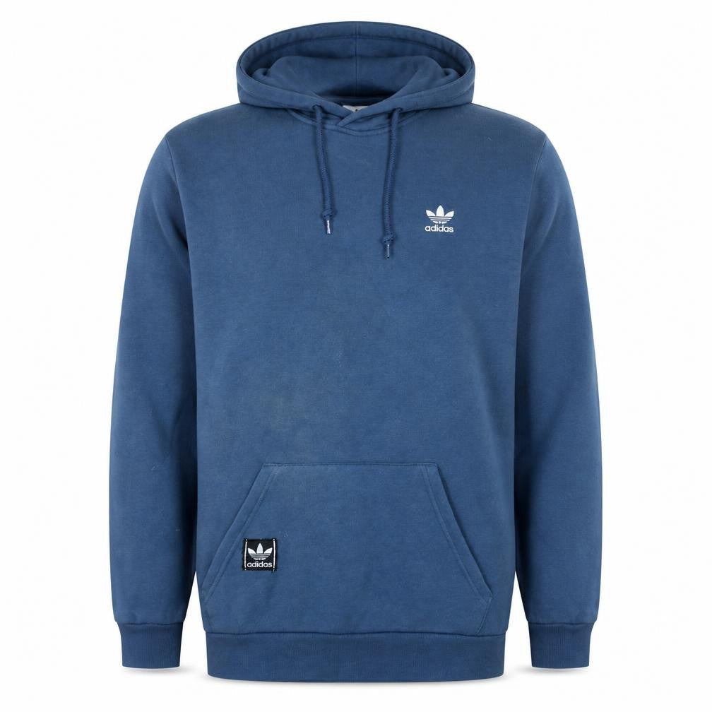 Adidas Mens Blue Pullover Hoodie Size M Logo Fleece Sweatshirt
