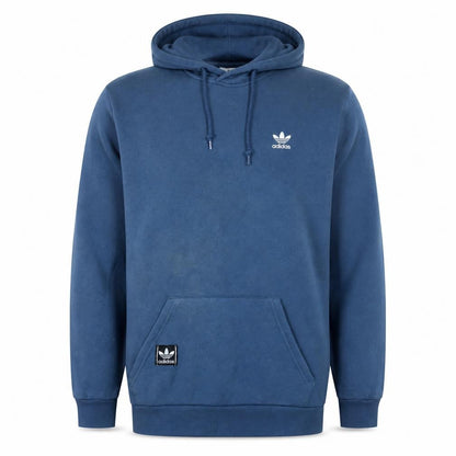 Adidas Mens Blue Pullover Hoodie Size M Logo Fleece Sweatshirt