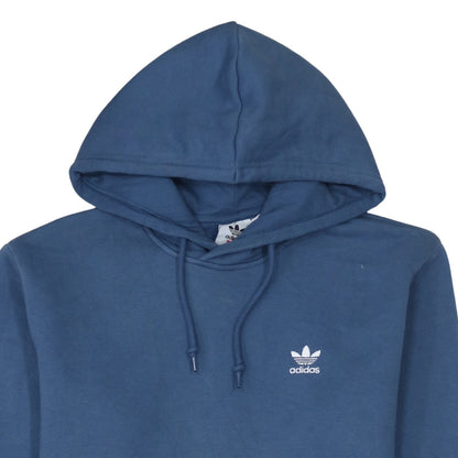 Adidas Mens Blue Pullover Hoodie Size M Logo Fleece Sweatshirt