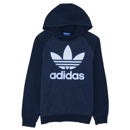 Adidas Men's Blue Pullover Hoodie Small Logo Fleece Sweatshirt