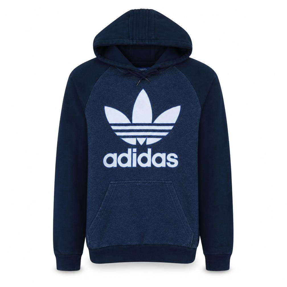 Adidas Men's Blue Pullover Hoodie Small Logo Fleece Sweatshirt