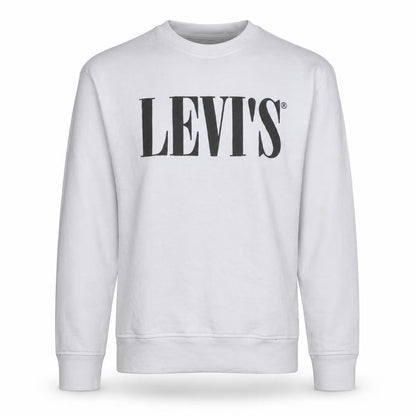 Levi's Men's White Relaxed Fit Crew Neck Logo Sweatshirt Size S