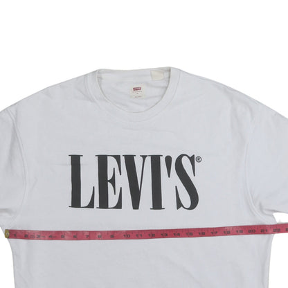 Levi's Men's White Relaxed Fit Crew Neck Logo Sweatshirt Size S