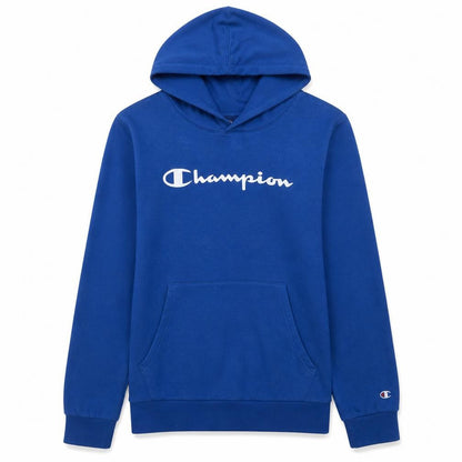 Front view of Champion boys’ blue pullover hoodie 15-16 years logo graphic fleece