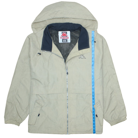 Kappa Mens Beige Hooded Windbreaker Jacket XXL Lightweight Zip Up