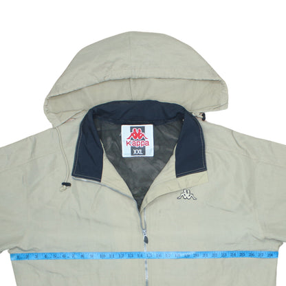 Kappa Mens Beige Hooded Windbreaker Jacket XXL Lightweight Zip Up