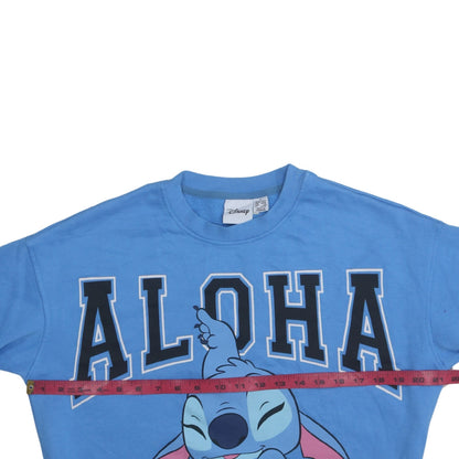 Disney Women Blue Stitch Aloha Pullover Sweatshirt Size S