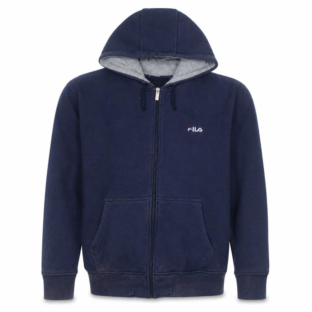 Front view of Fila boys’ blue xl full zip hoodie sweatshirt cotton blend logo