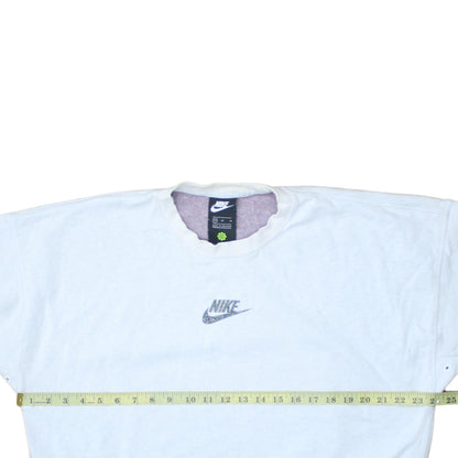 Nike Women's White Pullover Sweatshirt Medium Crew Neck Logo Cotton Blend