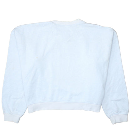 Nike Women's White Pullover Sweatshirt Medium Crew Neck Logo Cotton Blend