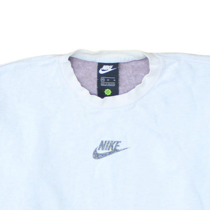 Nike Women's White Pullover Sweatshirt Medium Crew Neck Logo Cotton Blend