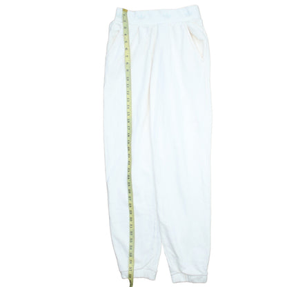 adidas Womens White Jogger Trousers Size 12 Fleece Cotton Blend