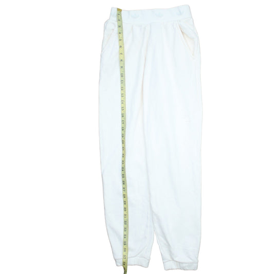 adidas Womens White Jogger Trousers Size 12 Fleece Cotton Blend