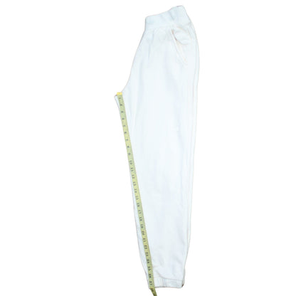 adidas Womens White Jogger Trousers Size 12 Fleece Cotton Blend