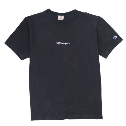 Champion Men's Black Small Cotton Crew Neck Logo T-Shirt