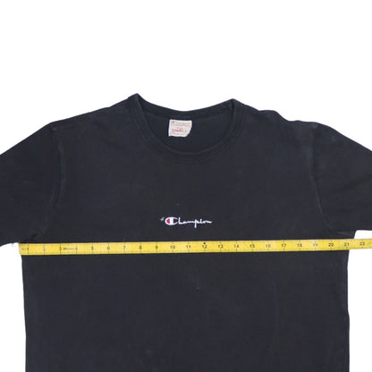 Champion Men's Black Small Cotton Crew Neck Logo T-Shirt