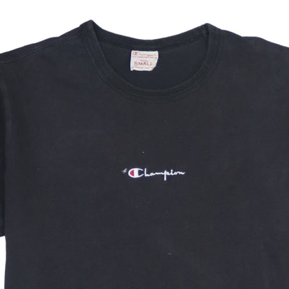 Champion Men's Black Small Cotton Crew Neck Logo T-Shirt