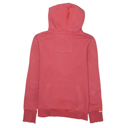 Superdry Men Red Pullover Hoodie Large Graphic Fleece Retro Style