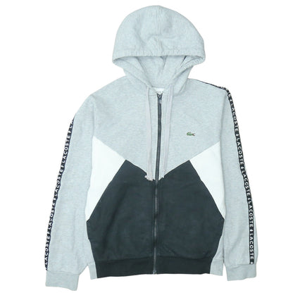 Lacoste Men’s Grey Full Zip Hoodie Size M Colour Block Logo Sweatshirt