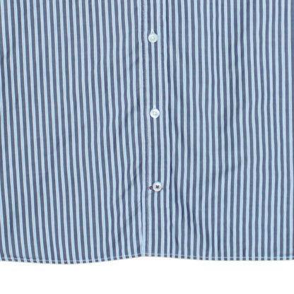 Tommy Hilfiger Men's Blue Striped Button-Down Cotton Shirt M Slim Fit