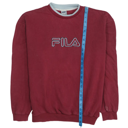Fila Men's Red Embroidered Logo Crew Neck Sweatshirt Size M