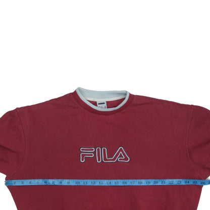 Fila Men's Red Embroidered Logo Crew Neck Sweatshirt Size M