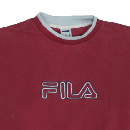 Fila Men's Red Embroidered Logo Crew Neck Sweatshirt Size M