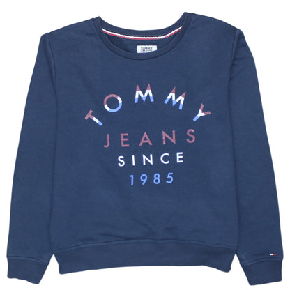 Tommy Jeans Womens Navy Blue Cotton Crew Neck Sweatshirt M