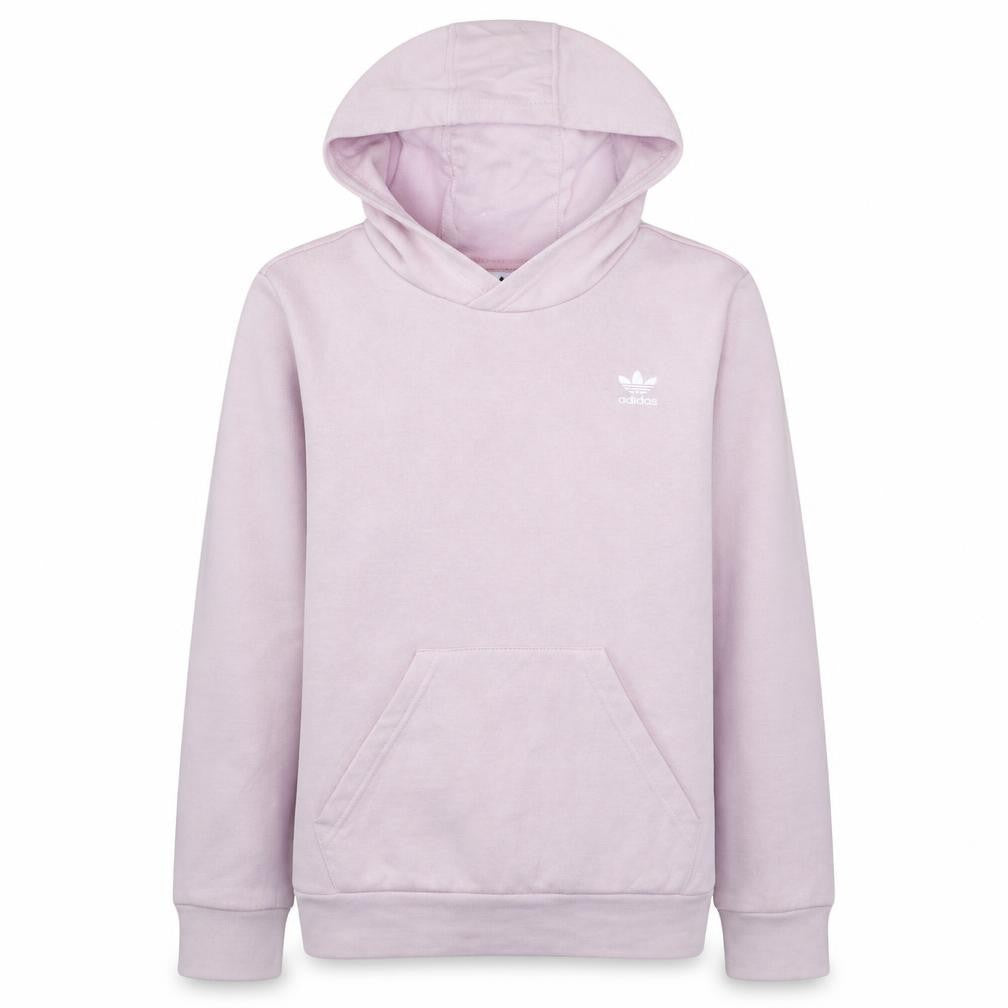 Front view of Adidas girls’ pink pullover hoodie 12-13 years hooded fleece sweatshirt