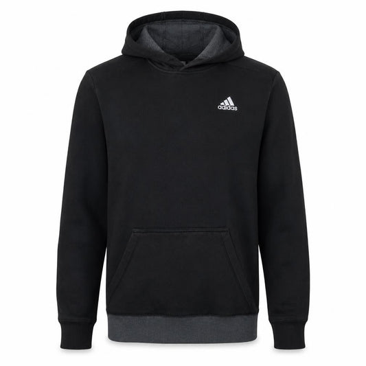 Front view of Adidas Men's Black Pullover Hoodie Small Regular Fit Sportswear