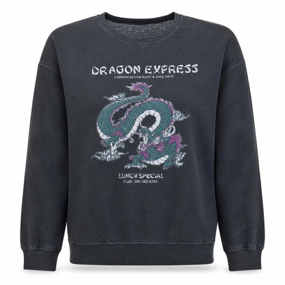 Pull&Bear Women's Black Dragon Graphic Sweatshirt S