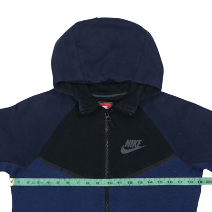 Nike Boys Blue & Black Full Zip Hoodie XL 13-15 Years Fleece Lined