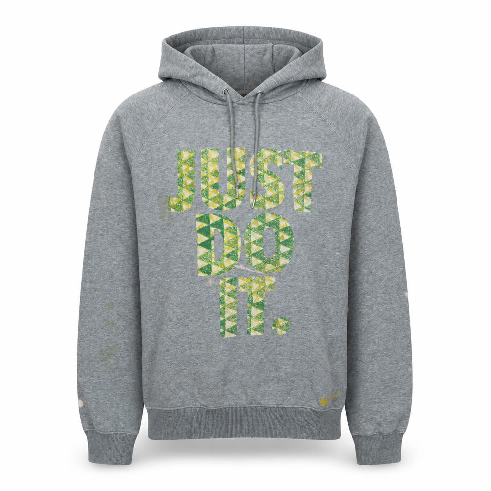 Nike Men's Grey Pullover Hoodie L Graphic Print Just Do It Sports
