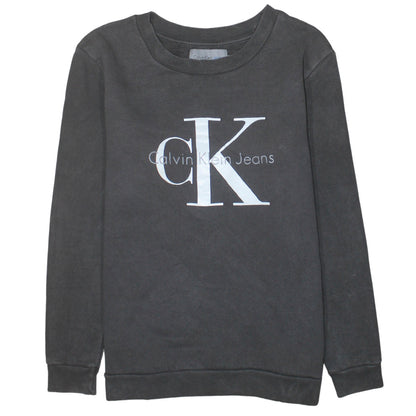 Calvin Klein Jeans Men's Black Logo Sweatshirt L Crew Neck Fleece