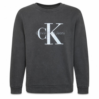 Calvin Klein Jeans Men's Black Logo Sweatshirt L Crew Neck Fleece