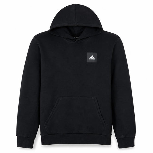 Front view of adidas Men's Black Pullover Hoodie Medium Graphic Sportswear