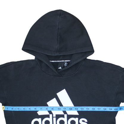 Adidas Womens Black XS Pullover Hoodie with Logo Print
