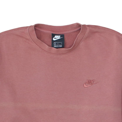 Nike Men's Pink Crew Neck Pullover Sweatshirt L Embroidered Logo