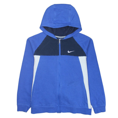 Nike Boys Blue Colourblock Full Zip Hoodie XL 13-15 Years Cotton Blend