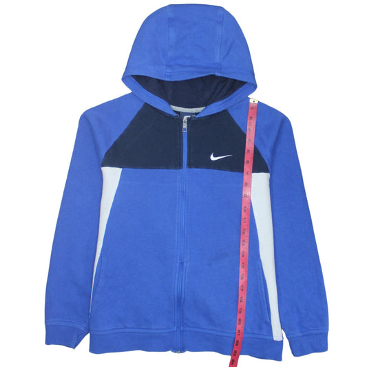 Nike Boys Blue Colourblock Full Zip Hoodie XL 13-15 Years Cotton Blend