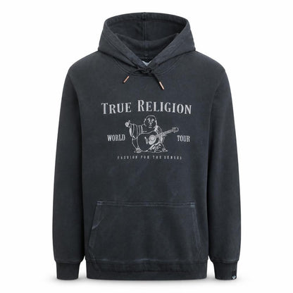 True Religion Men's Black L Pullover Hoodie Graphic Print Fleece