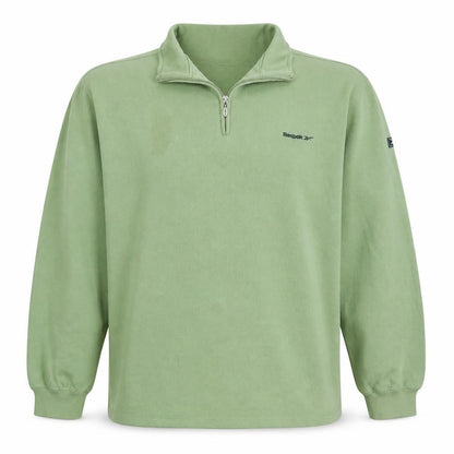 Reebok Men's Green L 1/4 Zip Fleece Pullover Sweatshirt