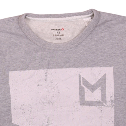 Reebok Men's Grey Graphic Print Crew Neck Sweatshirt XS