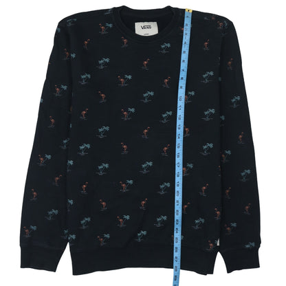 Vans Men’s Black Tropical Flamingo Print Cotton Crew Neck Sweatshirt L