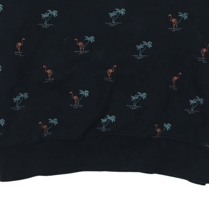 Vans Men’s Black Tropical Flamingo Print Cotton Crew Neck Sweatshirt L