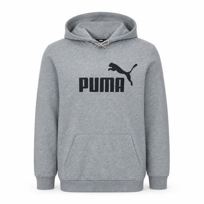 Puma Men's Grey Pullover Hoodie L Graphic Logo Fleece Sweatshirt